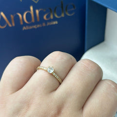 Anel Solitário BELIEVE Banhado a Ouro 18K